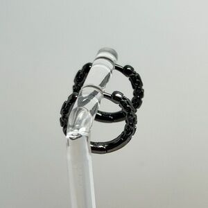 Black Floral Chain Hoop Earrings - Women's Jewelry